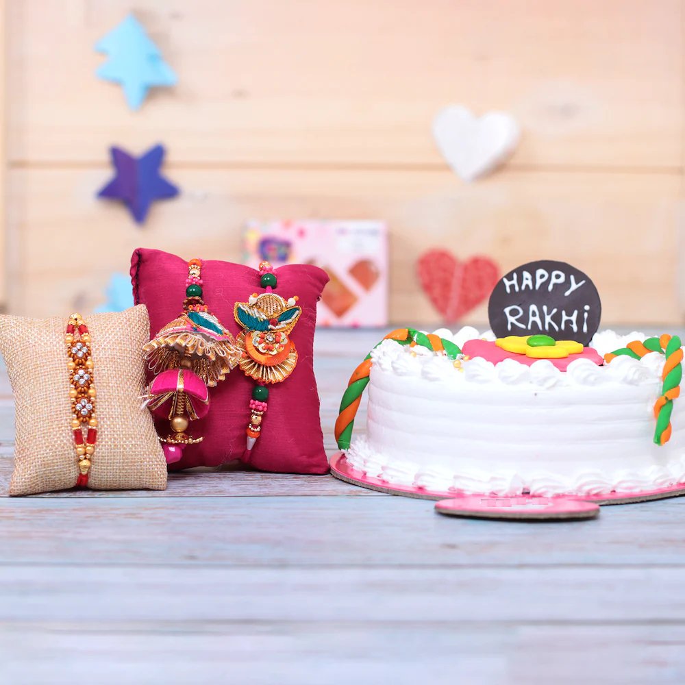  2 Rakhis With Bro Cake